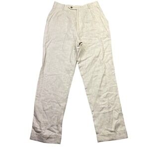 Reformation Linen Blend Pleated High Waist Trousers Pants Beige Sz 28" Tropical